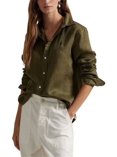 women's oversized military linen shirt Ralph Lauren | 211970730004